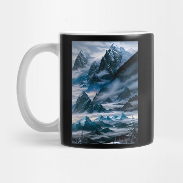 Misty Mountains in Winter by CursedContent